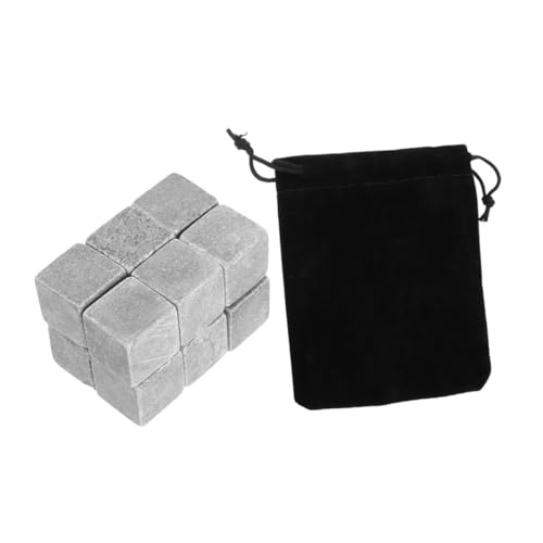 Homoyoyo 12 Pezzi Cubetti di Ghiaccio in Pietra di Marmo Riutilizzabili per Whisky e Vino, Set Pietre Refrigeranti per Bevande, Raffreddamento Rapido per Eventi, Feste e Bar, Sacchetto