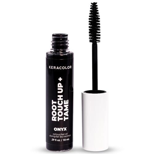 Keracolor Root Touch Up + Tame, Onyx, Temporary Hair Color Wand Covers Roots and Grays, Tames Flyaways, Quick Drying, Black, .34 oz
