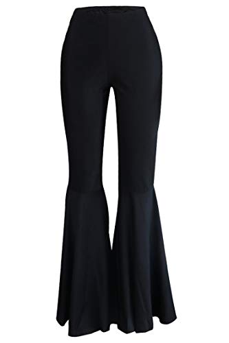 GUOLEZEEV Women Bell Bottoms Solid Elastic Waist Stretchy Fitted and Flared Pants Plus Size4