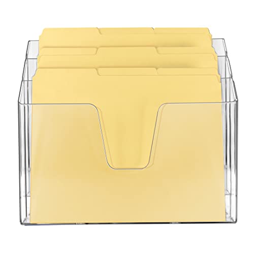 Acrimet Horizontal Triple File Folder Holder Organizer (Manila Folders Letter Size Included) (Clear Crystal Color) #TOP1