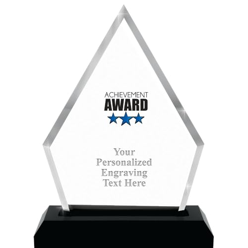 Crown Awards 7.25" Pyramid Skyline Color Achievement Award Acrylic, Personalize with Your Engraving Prime