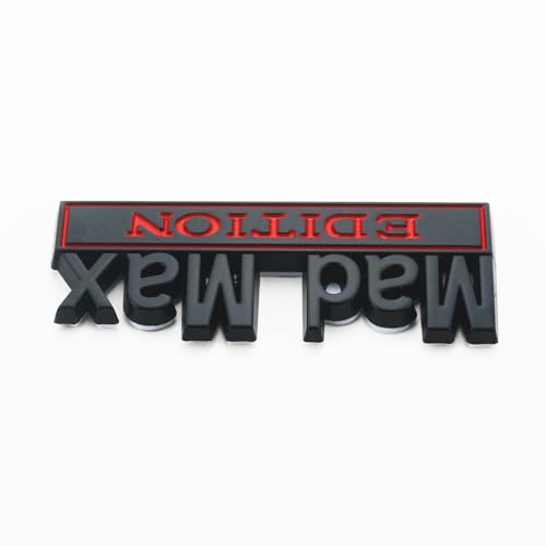 Image of 2Pc Madmax Edition Emblem 3D Badge Stickers with Double Tape for Cars, Trucks, Motorcycles, Boats (Black Red)