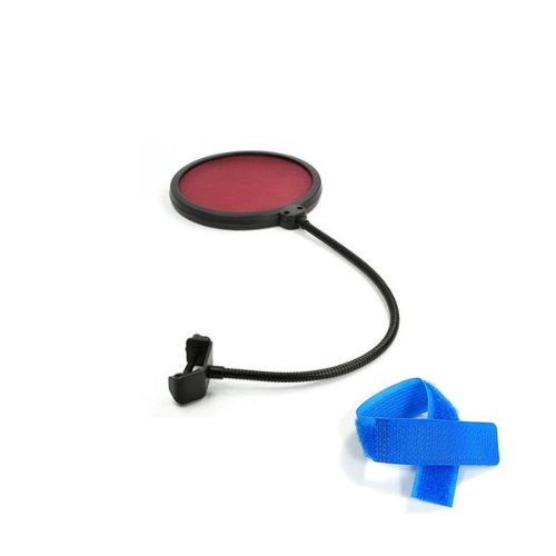 6 inch Studio Microphone Mic round shape wind Pop Filter Mask Shield stand clip (Red Filter)