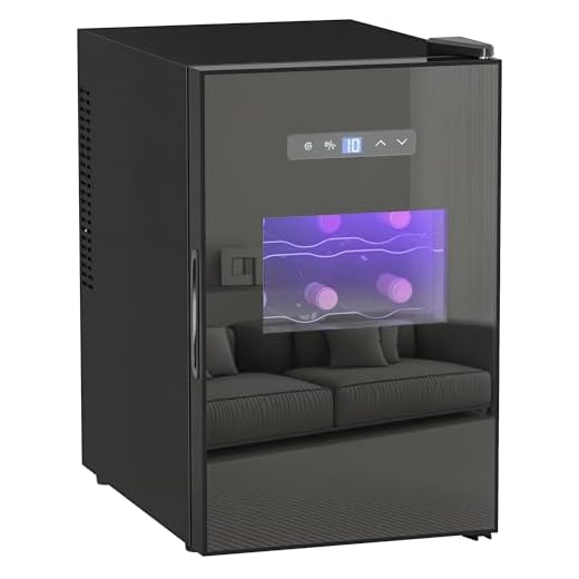 HOMCOM Cave à vin 15 bouteilles 39L réfrigérateur à vin thermoélectrique et silencieux - porte en verre, éclairage LED, écran tactile numérique, frigo vin contrôle de température 8-18°C, noir