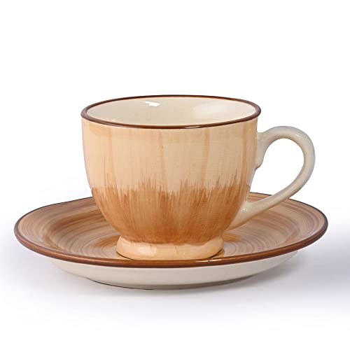 Image of Wakefit Premium Tea Cup & Saucer | Set of 4 | 150 ml | Eco-Friendly Stoneware Ceramic | Toxin Free | BPA and led Free | Microwave & Dishwasher Safe | Ideal for Gifting | Ivory,Cream | Ivory Touch