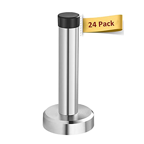 Stainless Steel Door Stopper with Sound Dampening Rubber Bumper,Wall Mount Door Stop, Contemporary Safety Door Holder with Hardware Screws, Brushed Finish, 3.5 Inch in Height (24PCS)…