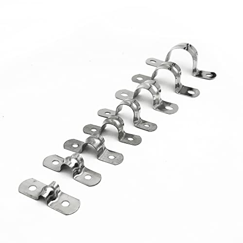 CUKAYO 142 Pcs Pipe Strap Clamp Assortment Kit, 304 Stainless Steel 2 Holes Rigid Pipe Strap U Braket Tube Pipe Strap Clamp - Thumbnail 7