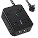 Power Strip Surge Protector - Flat Plug, Wall Mount, 8 Wide Outlets with 4 USB Ports (1 USB C), 5FT Heavy Duty Extension Cord with Multiple Outlets, Charging Station Overload Protection for Home Dorm