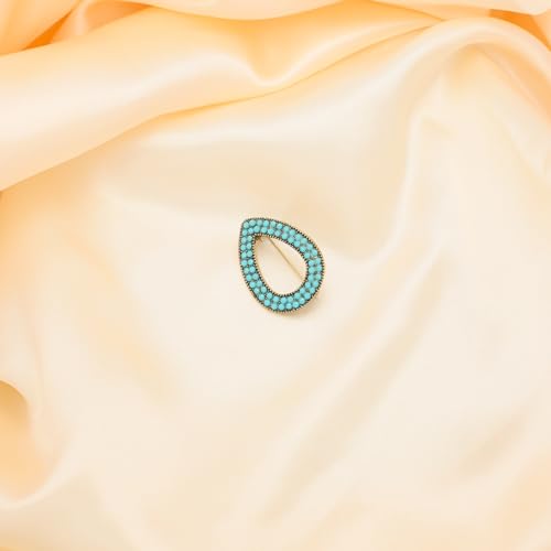 Image of Turquoise West Cowboy Oval Tear Drop Brooch Pin for Women Retro Brooches Pins Classic Fashion Jewelry Accessories Gift