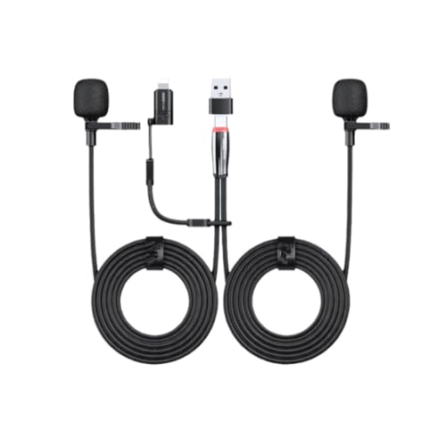 Microphone de lavalier stéréo à deux têtes pour smartphone Android et Apple