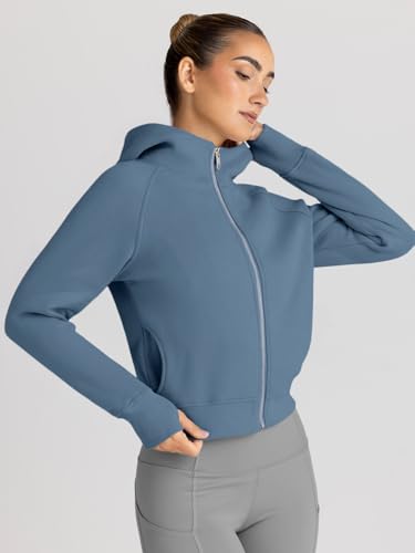 Image of Trendy Queen Womens Zip Up Hoodies Cropped Jackets Fall Clothes 2026 | Hooded Lightweight Fleece Lined Slight Stretch Material Comfort Travel Ariport Outfits Casual Y2k Sweatshirt Winter Fashion
