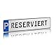 Individuelles Parkplatzschild 520x110mm mit P-Symbol aus Aluminium Wunschkennzeichen mit eigenem Text Wunschname für Parkplatz Schild (05 P - Reserviert)