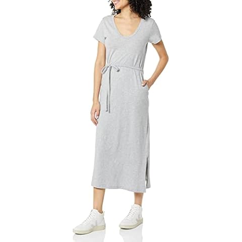 Vestido Midi con cinturón y manga corta Amazon Essentials Cover