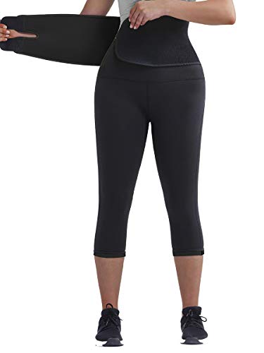 YOUCOO Waist Trimmer Waist Cincher Sweat Belt for Weight Loss Light Yoga Elastic Abdominal Slimmer Lumbar Black