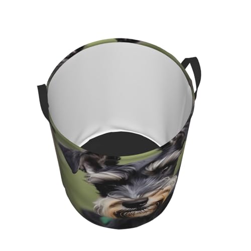 Panier à linge rond étanche avec imprimé schnauzer - 4
