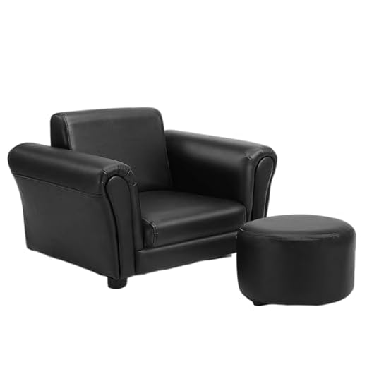 Costzon Children Sofa with Footstool, Kids Sofa with ASTM & CPSIA Certification, Mini Couch for Toddler with Load-Bearing of 100LBS, Ergonomic Design Armchair with Armrest and Backrest (Black)