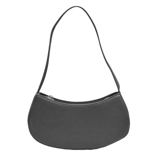 Nupouch Bolsa de ombro pequena Calla Milan, bolsa feminina de couro vegano, zíper, elegante, moda, estilo moderno, Cinza, Ombro pequeno