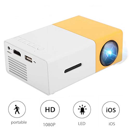 Mini LED projector, HD HDMI AV USB TF Multimedia speler 600LM 3,5 mm audio Draagbare filmprojector Ondersteuning voor aanwezige kinderen, Feestspel, Outdoor entertainment(Wit Geel EU) - Image 4