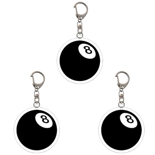 LJFEA Llavero Creativo de Plástico Billar 8 Números Llavero Decoración Amigos Set de 3 Piezas