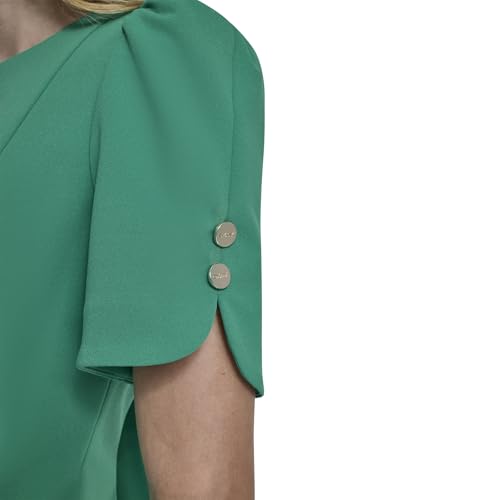 Image of DKNY Women's Short Tulip Sleeve Sheath Dress with Button Detail