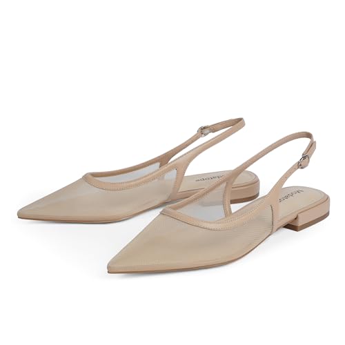 Image of Modatope Slingback Flats for Women Pointed Toe Ballet Flats Classic Low Heel Sandals Dress Shoes