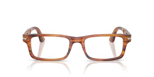 Persol PO3050V Rectangular Prescription Eyewear Frames, Striped Brown/Demo Lens