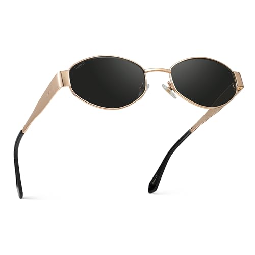 WMP Eyewear - Women's Retro Oval Sunglasses, Trendy Small Frame, 90s Inspired Fashion