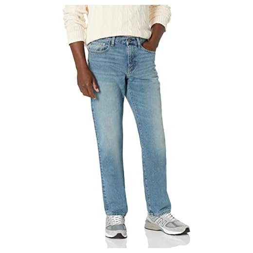 Amazon Essentials Jean Stretch Coupe Droite Homme, Délavé Clair, 36W / 32L