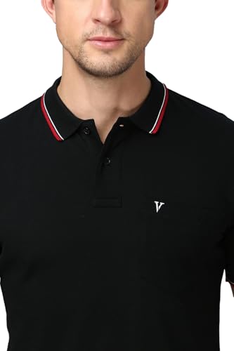 Image of Van Heusen Athleisure Men Solid Cotton Polo T-Shirt with Pocket - Side Slit, Half Sleeve, Regular Fit