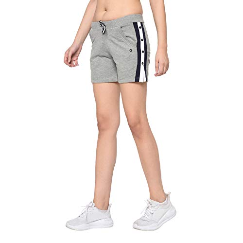 Image of Grey Women Solid Knitted Regular Fit Regular Shorts