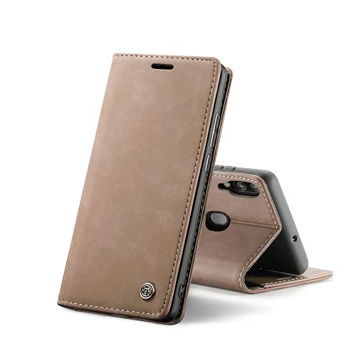 Chocoyi Kompatibel mit Samsung Galaxy A40 Hülle Leder,Magnetverschluss Premium PU Leder Flip Case,Standfunktion.-Braun Cover