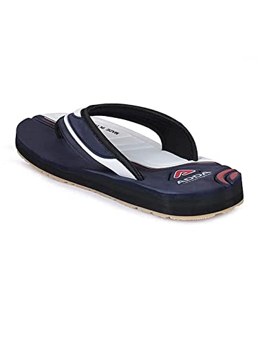 Image of ADDA Men's White & Navy Blue Slipper - 6 UK