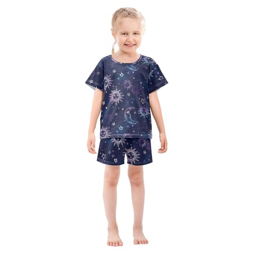 Sun Moon Stars Pajama Set, Short Sleeve Cotton Sleepwear Nightwear3