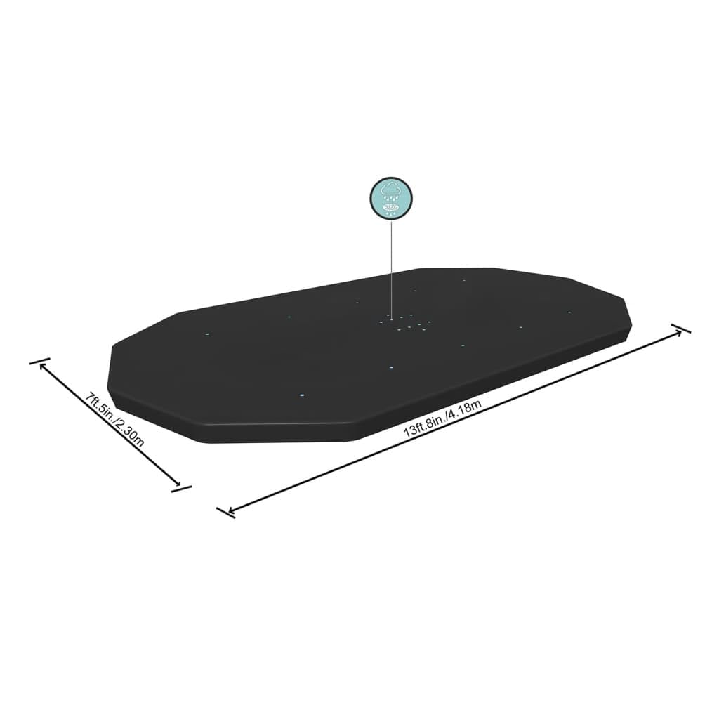 Couverture de Piscine Bestway Flowclear en PVC 418 x 230 cm pour Piscine Ovale Power Steel 427 x 250 x 100 cm, Cordes de Fixation, Trous de Drainage, extérieur Jardin Bassin