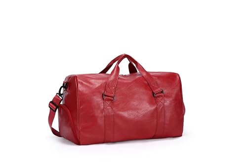 Leather Sports Gym Tote Bag with Shoes Compartment & Wet Pocket, Travel Duffel for Men & Women, Shoulder Weekender Overnight Bag for Yoga, Pilates, Swimming2