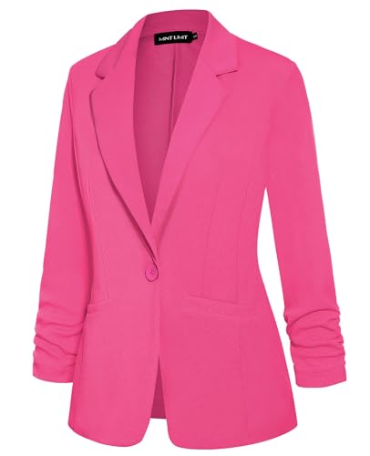 MINTLIMIT Womens 3/4 Sleeve Blazer Suit Jacket Casual Notched Lapel Jackets Blazer Formal Work Office,Pink,2XL2