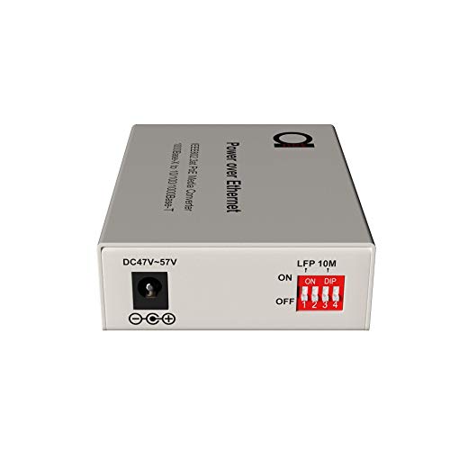 Image of PoE Fiber Single Mode LC Gigabit Ethernet Media Converter - Supplies IEEE 802.3 PoE & PoE+ PSE Power & Extends Distance Over Fiber up 20km (12.42 Miles) - 10 /100 /1000 Autosensing UTP LAN Port