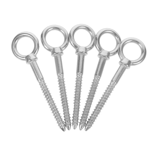 TOPPERFUN 5 Piezas Anillos De Acero Inoxidable Ojos De Tornillo De Metal Atornillar Cáncamos Montaje En Pared y Techo Ganchos De Techo Para Colgar Pequeño Tornillo Atornillar Ganchos Silver