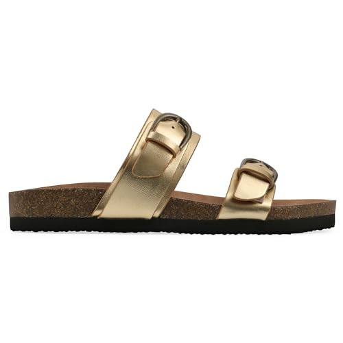 Image of WHITE MOUNTAIN Women's Hardball Double-Buckle Signature Comfort-Molded Footbed Sandal
