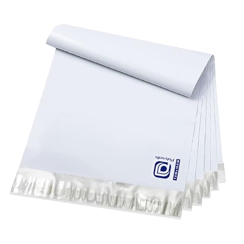 Image of POLYSELLS 200 pcs 7.5x10.5 Inches White (Silver) Poly Mailers Shipping Envelopes, Strong Adhesive Sealing, Waterproof, Tear-resistant Postal Mailing Bags for Small Business, Clothes, Non-Fragile Items