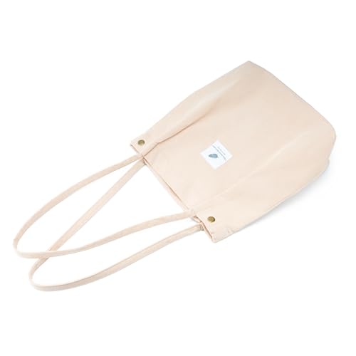 Image of TOPASION Cute Corduroy Tote Bag Canvas Shoulder Handbags for Women Travel Shopping
