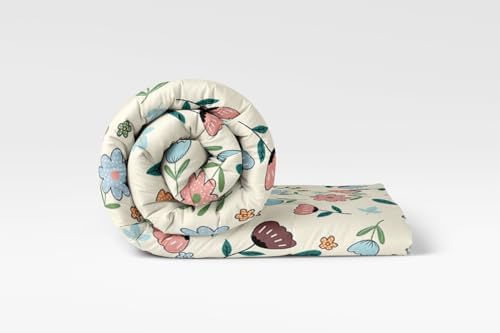 LOOMLYFE 300 TC All Season King Size AC Comforter || Blanket || Duvet for Double Bed with 1 Flat Bedsheet and 2 Large Pillow Covers - 4 Piece Comforter Set - PeachFlower