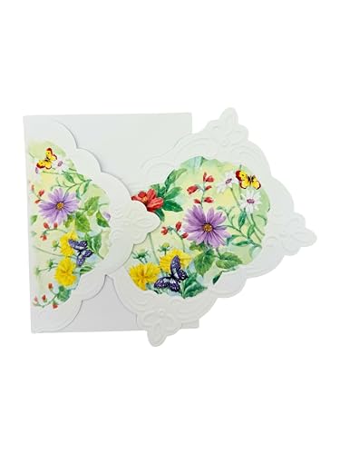 Image of Set of 3 - Butterflies Floral Harmony Decorative Notecards by Carol Wilson Spring Meadow Boxed Portfolio. 10 embossed 4x5 Die-Cut Notecards and Matching Envelopes in Decorative Gift Box Magnetic Flap. NCP2439