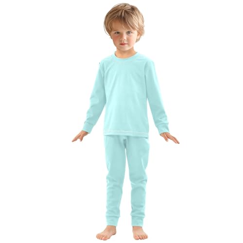 Pale Turquoise Long Sleeve Pajamas Set Sleepwear Jammies 2pcs Set Pjs Pale Turquoise 02