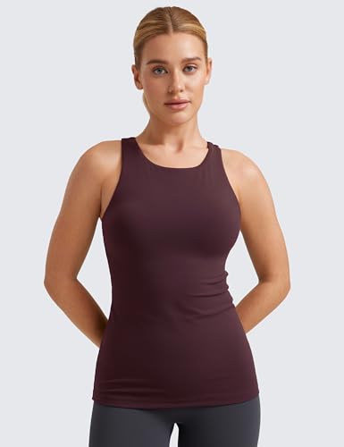 Image of CRZ YOGA Butterluxe High Crew Neck Tank Top | Light Support, Built in Bra, Removable Pads, Yoga, Extremely Soft, Racerback, for Women