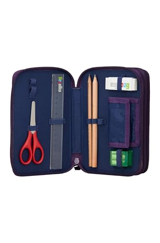 ergobag Maxi Mäppchen Set 40-Teilig, Lyra Bunt- und Filzstifte, Kleingeld Fach, Lineal, Schere AmBärzonas - Lila