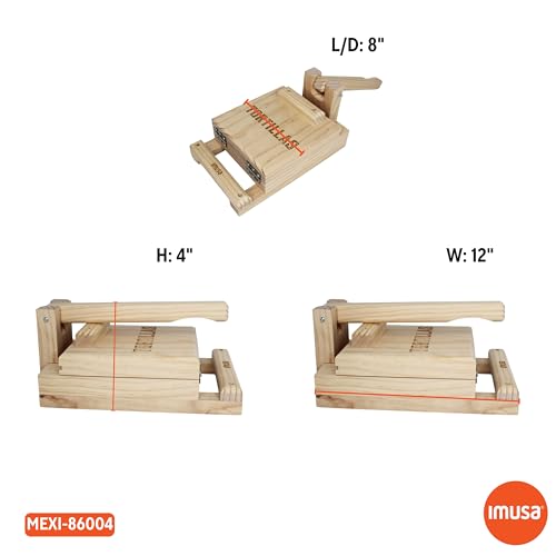 Image of IMUSA 7.5 inch Pine Wood Tortilla Press - Authentic Mexican Tortilla Maker & Roti Maker for Homemade Tortillas, Quesadillas, Arepas & More