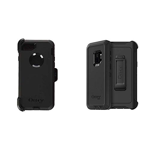 OtterBox Defender Series Case for iPhone 8 & iPhone 7 (Not Plus) - Frustration Free Packaging - Black & Defender Series Case for Samsung Galaxy S9 - Frustration Free Packaging - Black