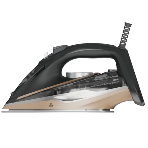 Solac – Plancha ropa Optima Shine 3200W | Suela Bi-Flow Steam | Golpe vapor 240g/min | Vapor Continuo 45g/min | Rápido calentamiento 30s | Antical | Antigoteo | Autolimpieza