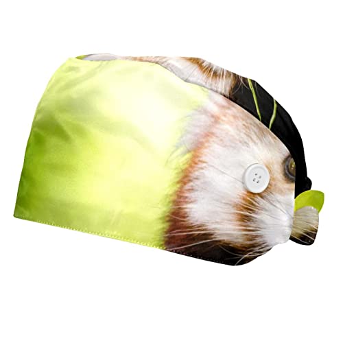 Chapeaux bouffants 2PCS avec bandeau anti-transpiration au design panda rouge soigné